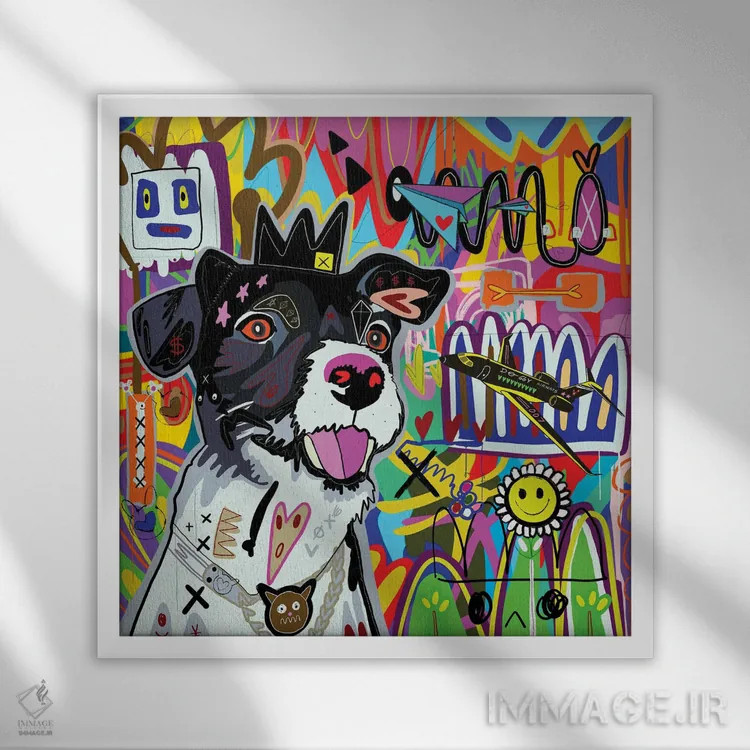 تابلو سگ جت اثر گابریل کوزارلی - نمای قابدار سفید