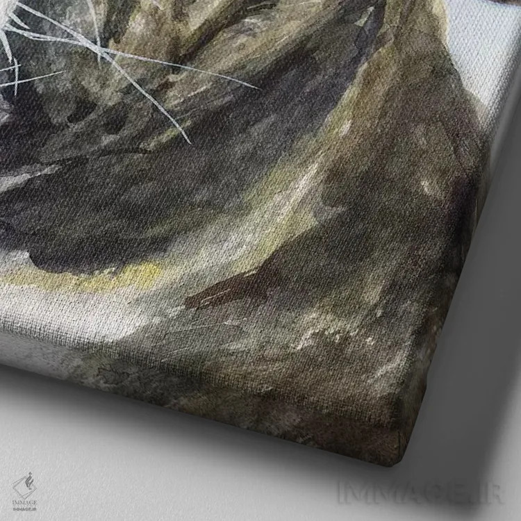 تابلو بولداگ انگلیسی ۱ (نژاد سگ) اثر جورج دیاچنکو - نمای نزدیک بافت بوم