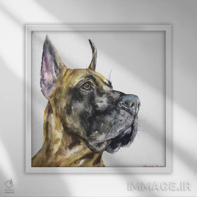 تابلو گریت باور (نژاد سگ) اثر جورج دیاچنکو - نمای قابدار سفید