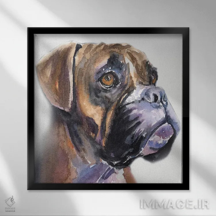 تابلو باکسر در مه اثر جورج دیاچنکو - نمای قابدار مشکی