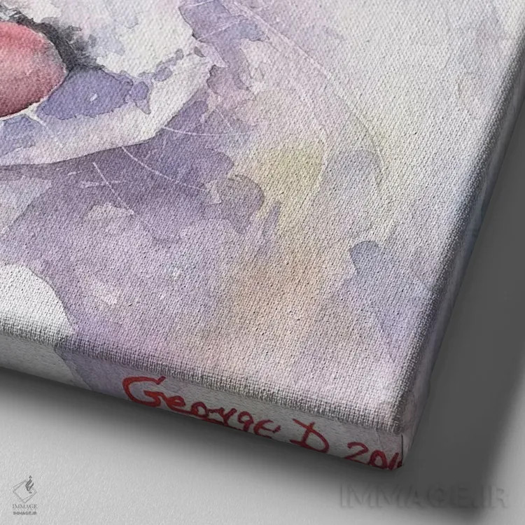 تابلو ساموید (نژاد سگ) اثر جورج دیاچنکو - نمای نزدیک بافت بوم