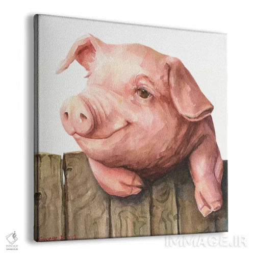تابلو خوک کوچولو با زمینه سفید اثر جورج دیاچنکو - نمای پرسپکتیو محصول