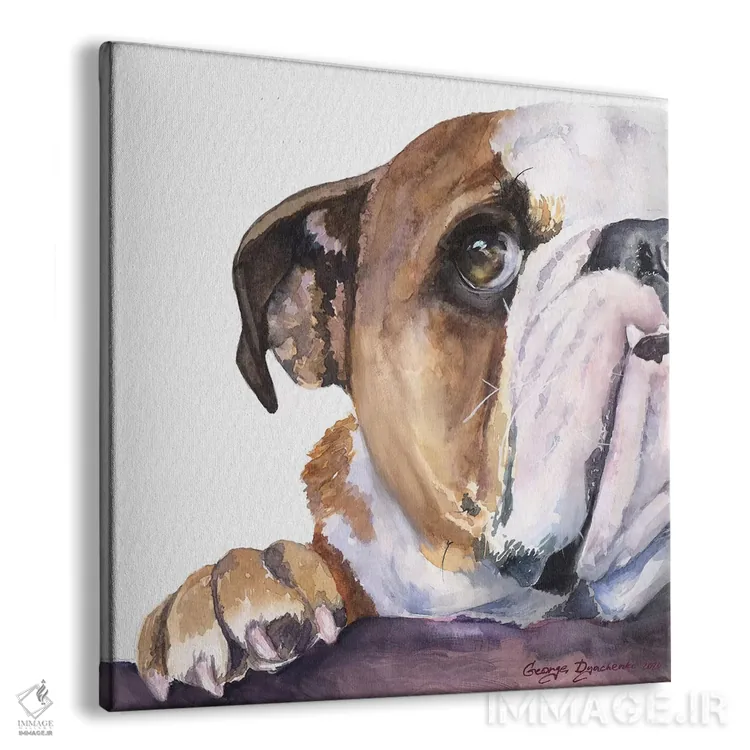 تابلو توله بولداگ انگلیسی دزدکی (نژاد سگ) اثر جورج دیاچنکو - نمای پرسپکتیو محصول