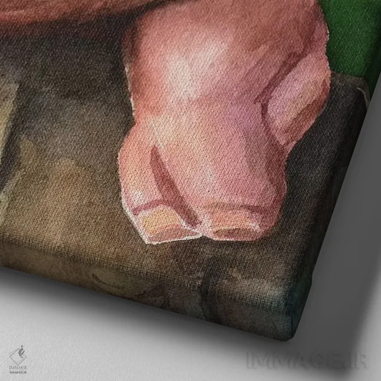 تابلو خوک کوچولو با پسزمینه اثر جورج دیاچنکو - نمای نزدیک بافت بوم