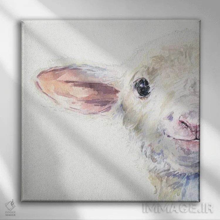 تابلو نیمرخ گوسفند بامزه اثر جورج دیاچنکو - نمای روبهرو روی دیوار