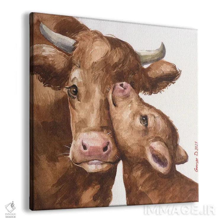 تابلو گاو مادر و گوسالهاش اثر جورج دیاچنکو - نمای پرسپکتیو محصول