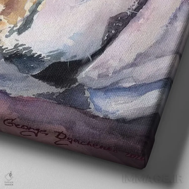 تابلو توله بولداگ انگلیسی دزدکی (نژاد سگ) اثر جورج دیاچنکو - نمای نزدیک بافت بوم