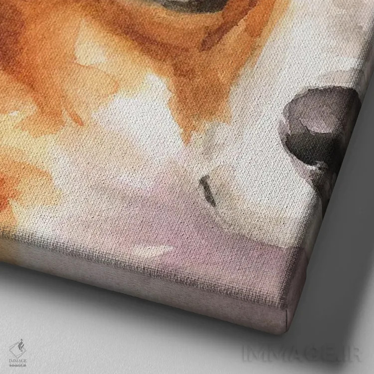 تابلو کورگی دزدکی ۱ (نژاد سگ) اثر جورج دیاچنکو - نمای نزدیک بافت بوم