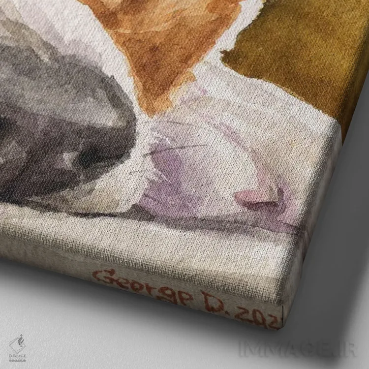 تابلو نگاه کورگی (نژاد سگ) اثر جورج دیاچنکو - نمای نزدیک بافت بوم