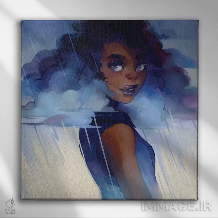 تابلو انگار باران میآید اثر ژنووا بی - نمای روبهرو روی دیوار