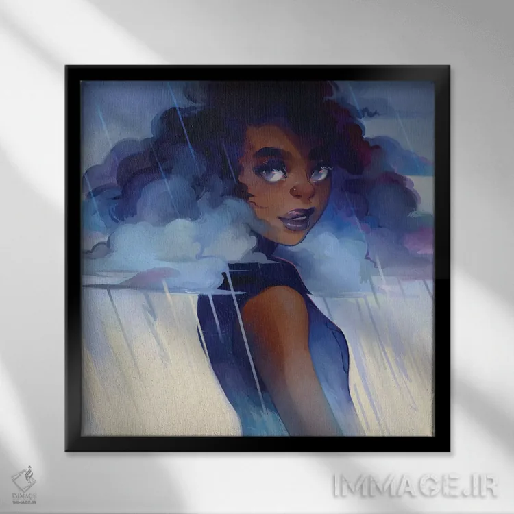 تابلو انگار باران میآید اثر ژنووا بی - نمای قابدار مشکی