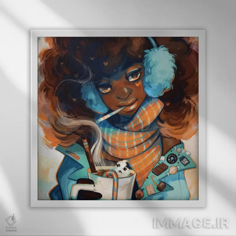 تابلو هات کاکائو (نوشیدنی) اثر ژنووا بی - نمای قابدار سفید