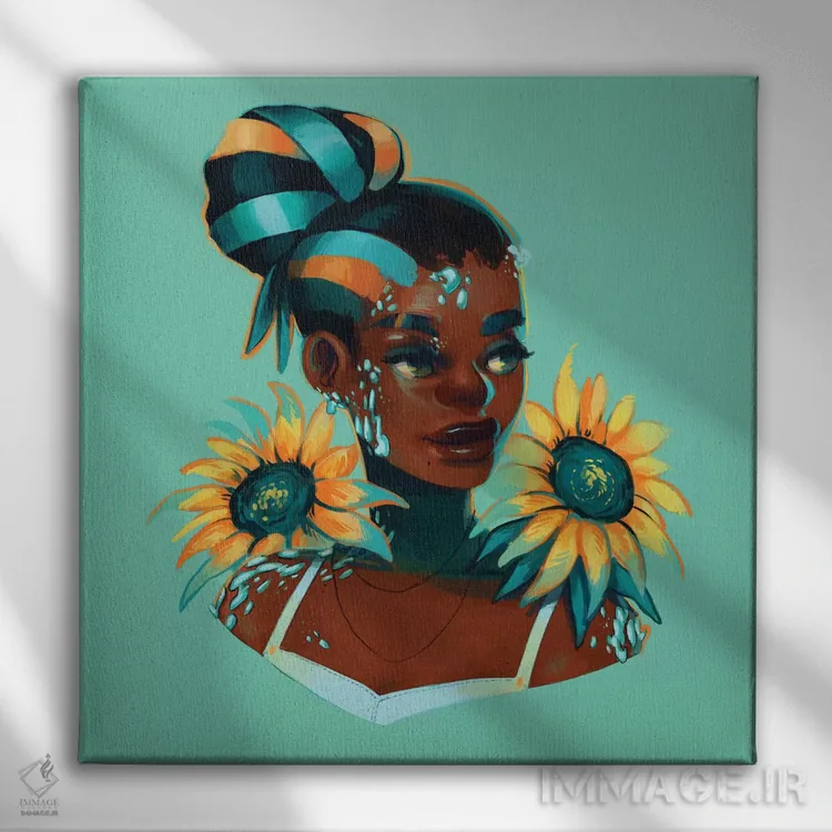 تابلو فیروزهای اثر ژنووا بی - نمای روبهرو روی دیوار