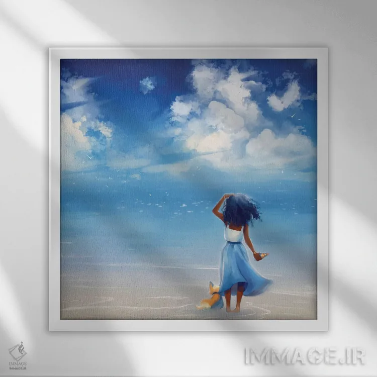 تابلو ساحل اثر ژنووا بی - نمای قابدار سفید