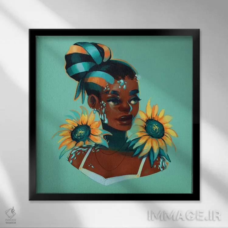 تابلو فیروزهای اثر ژنووا بی - نمای قابدار مشکی