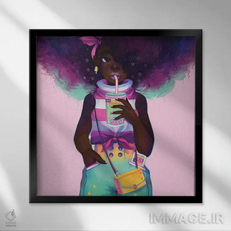 تابلو بابا (تاپیوکا/ نوشیدنی) اثر ژنووا بی - نمای قابدار مشکی