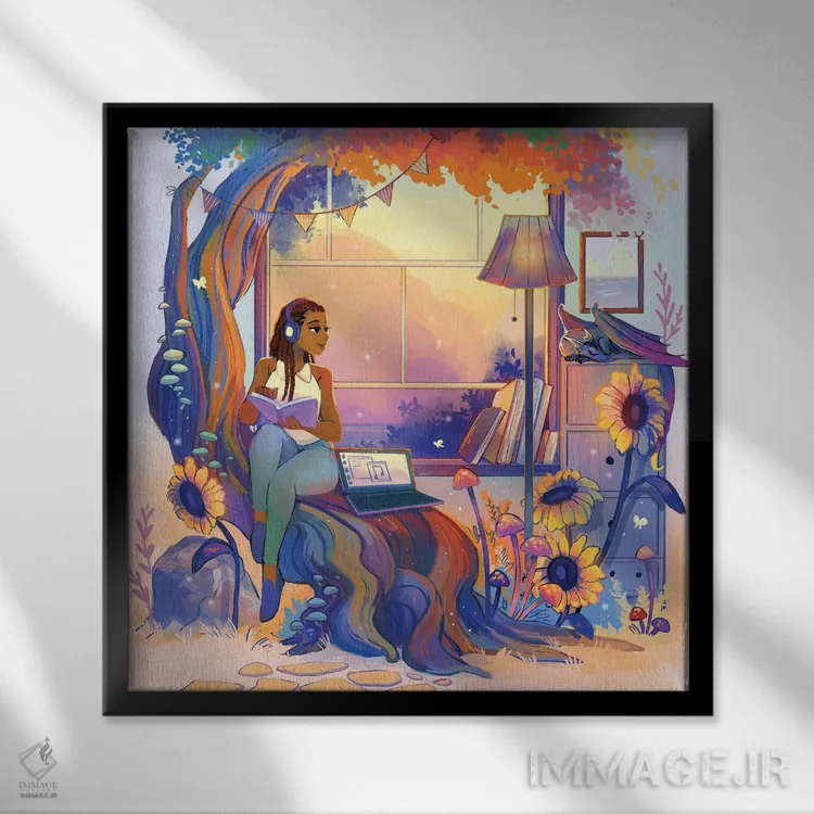 تابلو از بیرون به داخل اثر ژنووا بی - نمای قابدار مشکی