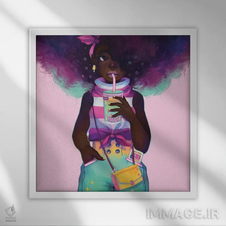 تابلو بابا (تاپیوکا/ نوشیدنی) اثر ژنووا بی - نمای قابدار سفید