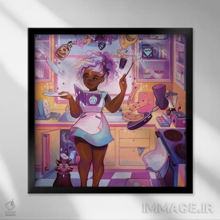 تابلو صبحانه اثر ژنووا بی - نمای قابدار مشکی