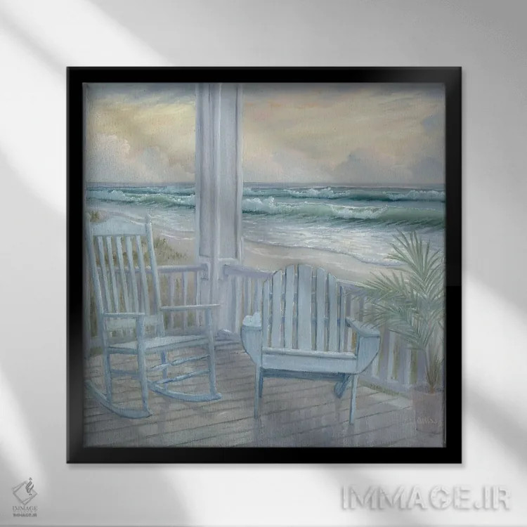 تابلو ایوان ساحلی II اثر جورجیا جانیس - نمای قابدار مشکی