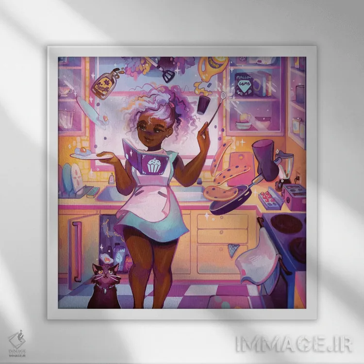 تابلو صبحانه اثر ژنووا بی - نمای قابدار سفید