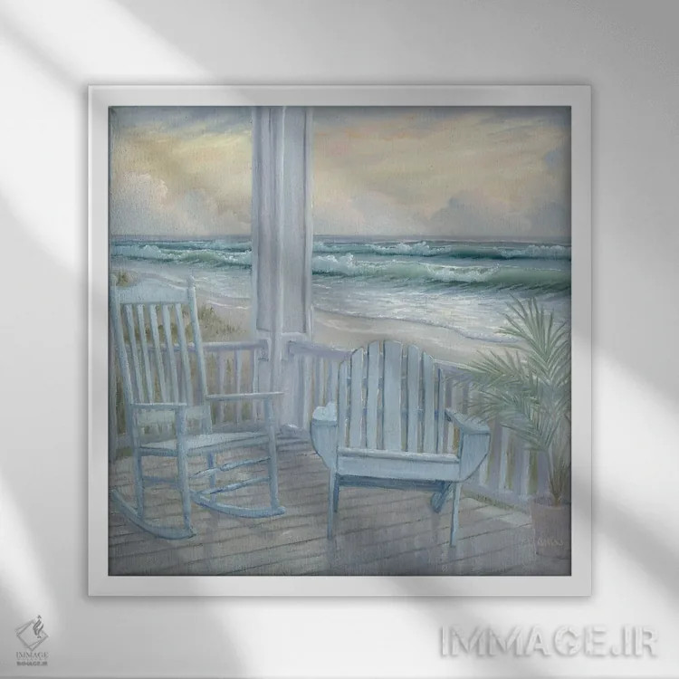 تابلو ایوان ساحلی II اثر جورجیا جانیس - نمای قابدار سفید