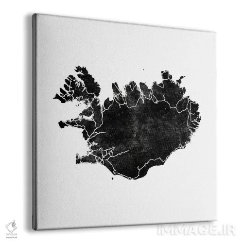 تابلو نقشهٔ سیاه ایسلند، مشکی II (مربع) اثر مونیکا استریگل - نمای پرسپکتیو محصول
