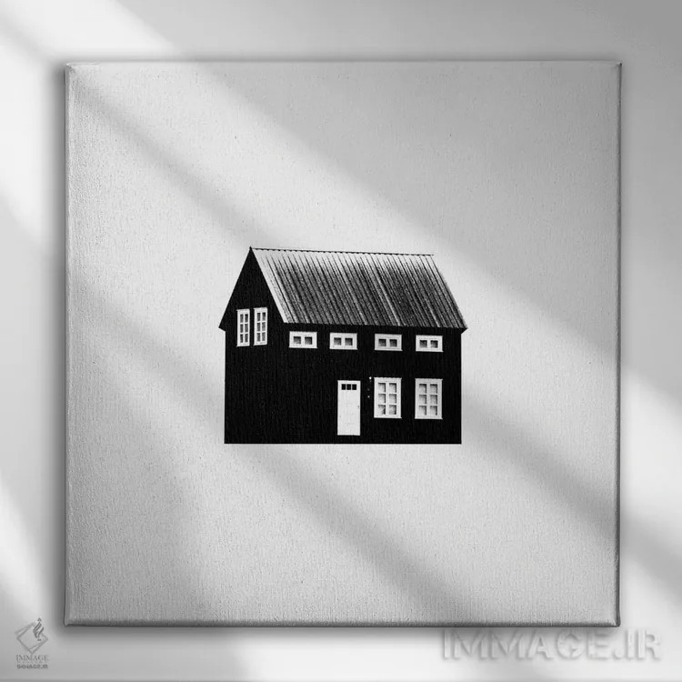 تابلو خانهٔ سیاه II در ایسلند (مربع) اثر مونیکا استریگل - نمای روبهرو روی دیوار