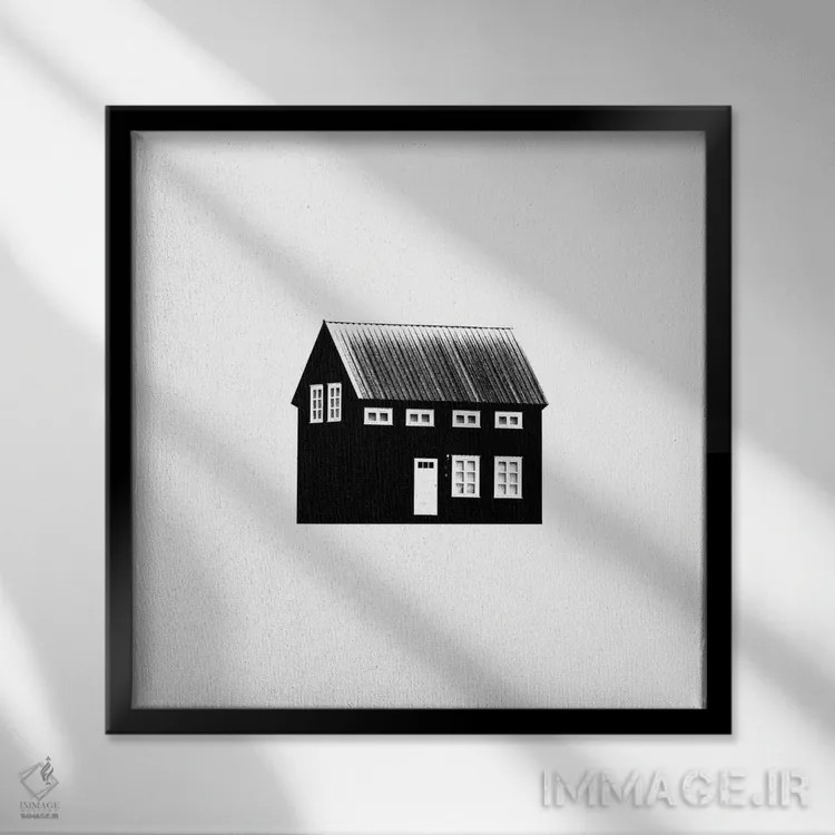 تابلو خانهٔ سیاه II در ایسلند (مربع) اثر مونیکا استریگل - نمای قابدار مشکی