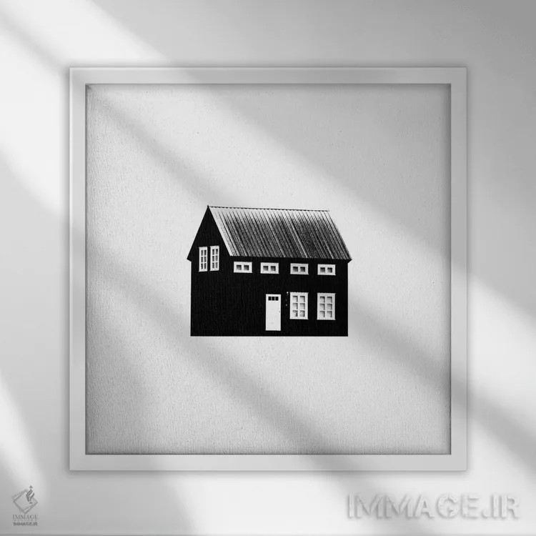 تابلو خانهٔ سیاه II در ایسلند (مربع) اثر مونیکا استریگل - نمای قابدار سفید