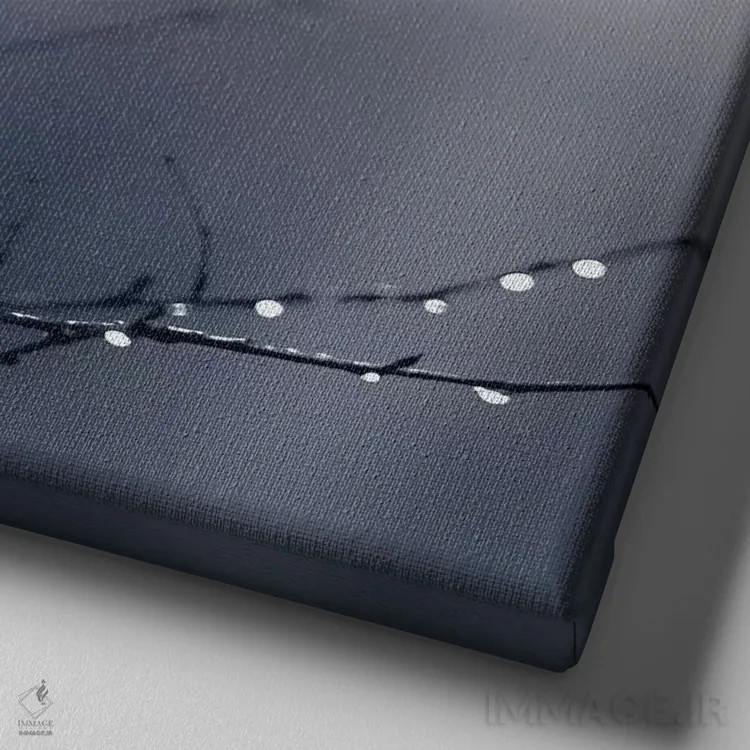 تابلو جنگل سرمهای تیره (مربع) اثر مونیکا استریگل - نمای نزدیک بافت بوم