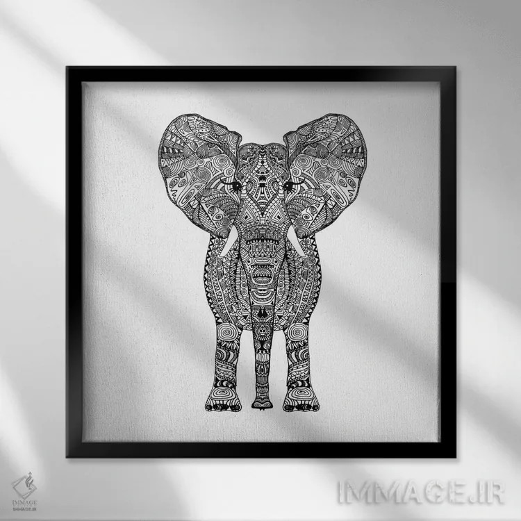 تابلو فیل آزتک اثر مونیکا استریگل - نمای قابدار مشکی