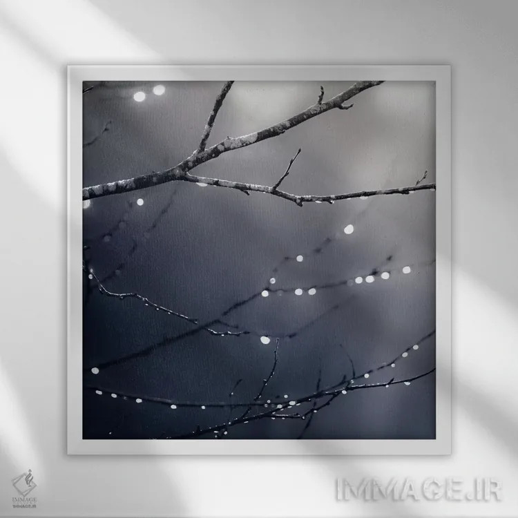 تابلو جنگل سرمهای تیره (مربع) اثر مونیکا استریگل - نمای قابدار سفید