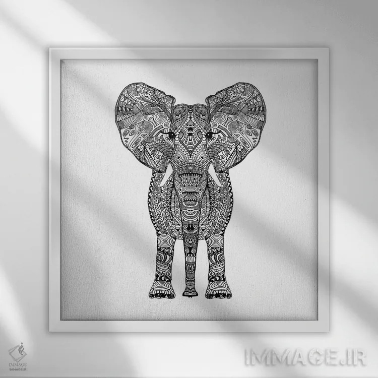 تابلو فیل آزتک اثر مونیکا استریگل - نمای قابدار سفید