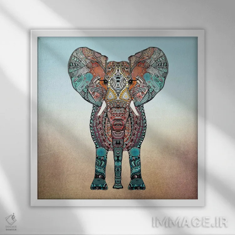 تابلو فیل تابستانی بوهمیایی اثر مونیکا استریگل - نمای قابدار سفید