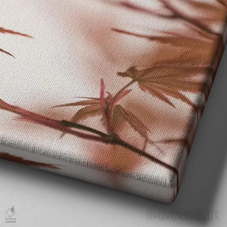 تابلو برگهای افرا I (مربع) اثر مونیکا استریگل - نمای نزدیک بافت بوم