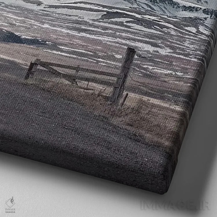 تابلو سفر به دور سیارهایسلند I (مربع) اثر مونیکا استریگل - نمای نزدیک بافت بوم