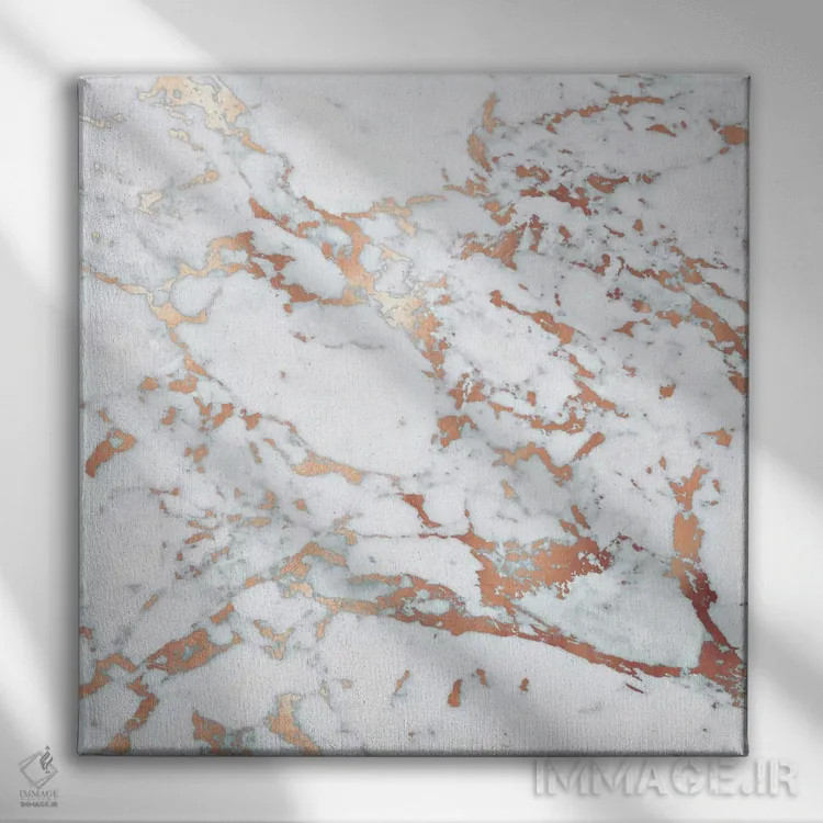 تابلو مرمر رزگلد (مربع) اثر مونیکا استریگل - نمای روبهرو روی دیوار