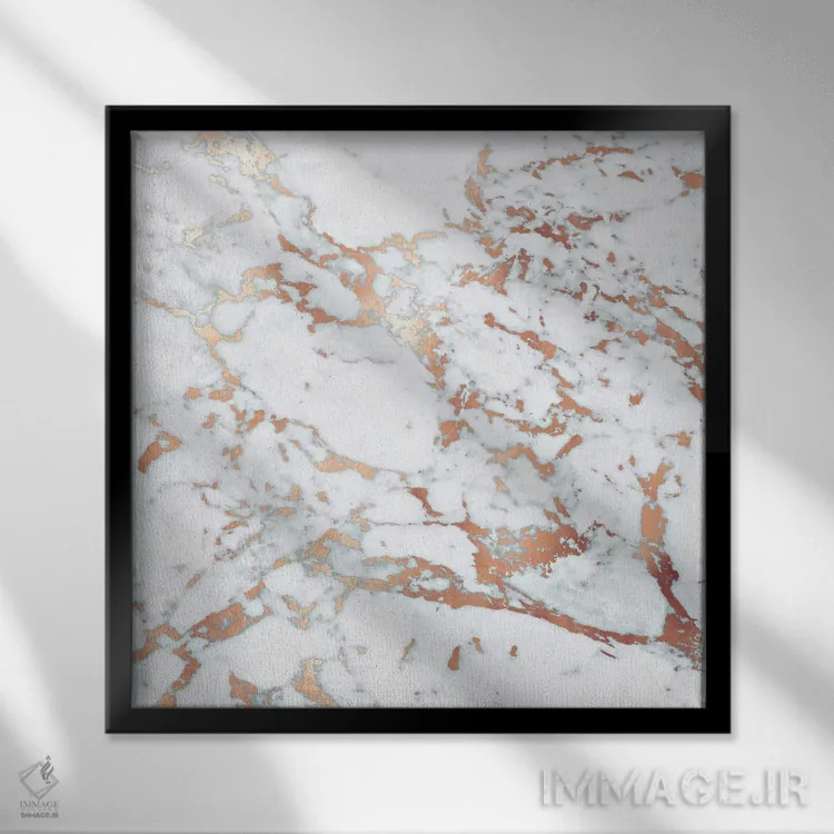 تابلو مرمر رزگلد (مربع) اثر مونیکا استریگل - نمای قابدار مشکی