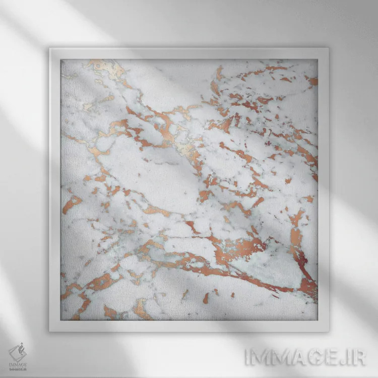 تابلو مرمر رزگلد (مربع) اثر مونیکا استریگل - نمای قابدار سفید