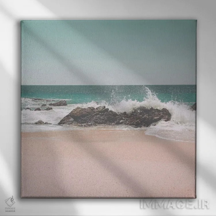 تابلو ساحل آفتابی مکزیک (مربع) اثر مونیکا استریگل - نمای روبهرو روی دیوار