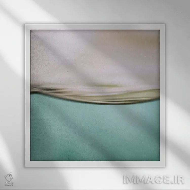 تابلو حرکت آب II (مربع) اثر مونیکا استریگل - نمای قابدار سفید