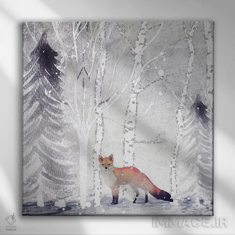 تابلو آقای فاکس زمستانی اثر مونیکا استریگل - نمای روبهرو روی دیوار