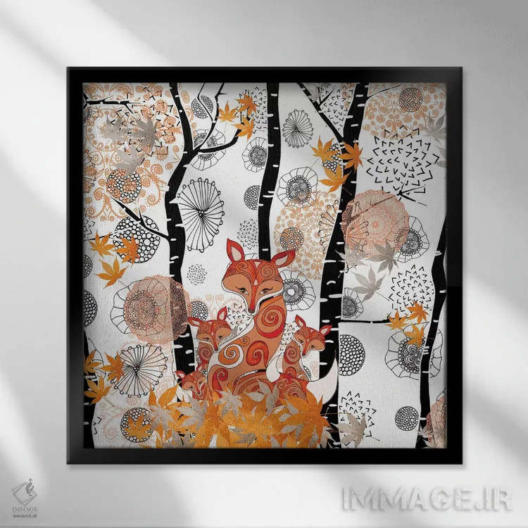 تابلو سلام روباه اثر مونیکا استریگل - نمای قابدار مشکی