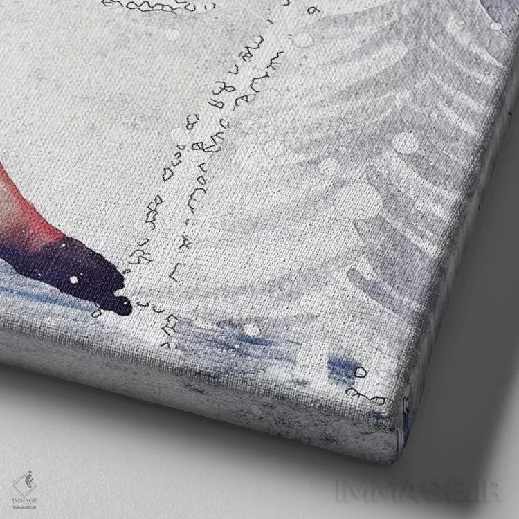 تابلو آقای فاکس زمستانی اثر مونیکا استریگل - نمای نزدیک بافت بوم