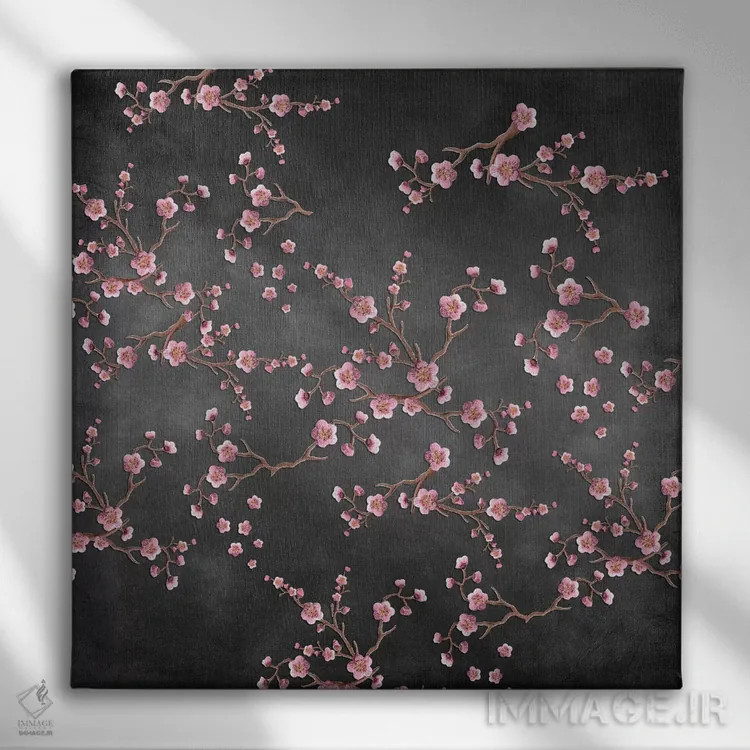 تابلو ساکورا (شکوفه گیلاس) اثر مونیکا استریگل - نمای روبهرو روی دیوار