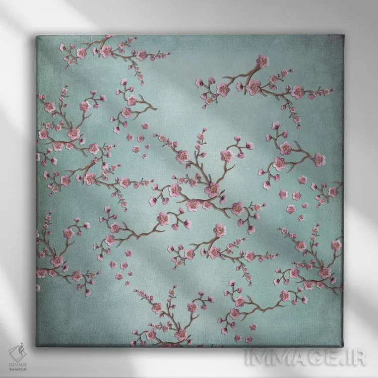 تابلو ساکورا (شکوفه گیلاس) اثر مونیکا استریگل - نمای روبهرو روی دیوار