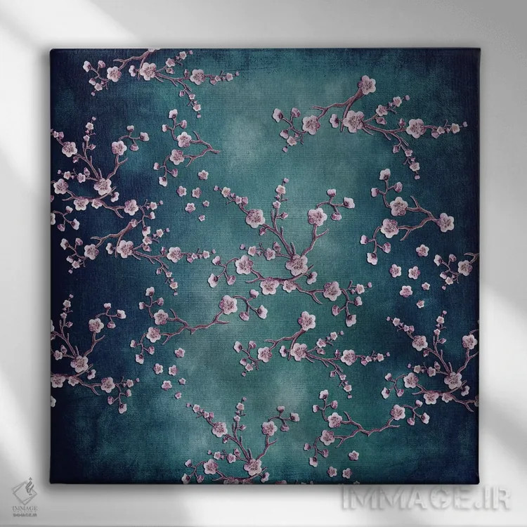 تابلو ساکورا (شکوفه گیلاس) اثر مونیکا استریگل - نمای روبهرو روی دیوار