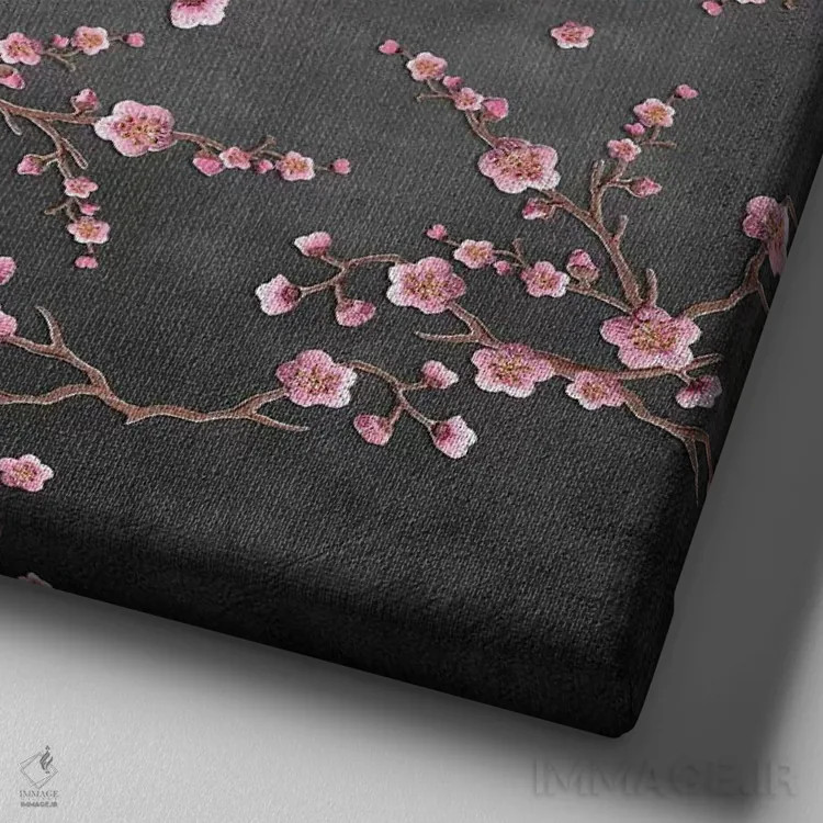 تابلو ساکورا (شکوفه گیلاس) اثر مونیکا استریگل - نمای نزدیک بافت بوم