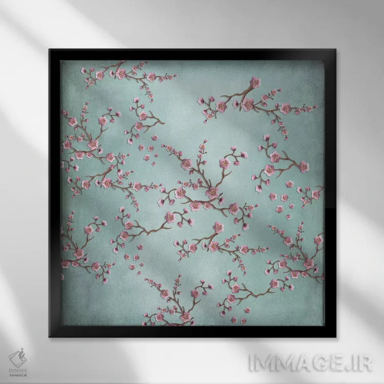 تابلو ساکورا (شکوفه گیلاس) اثر مونیکا استریگل - نمای قابدار مشکی
